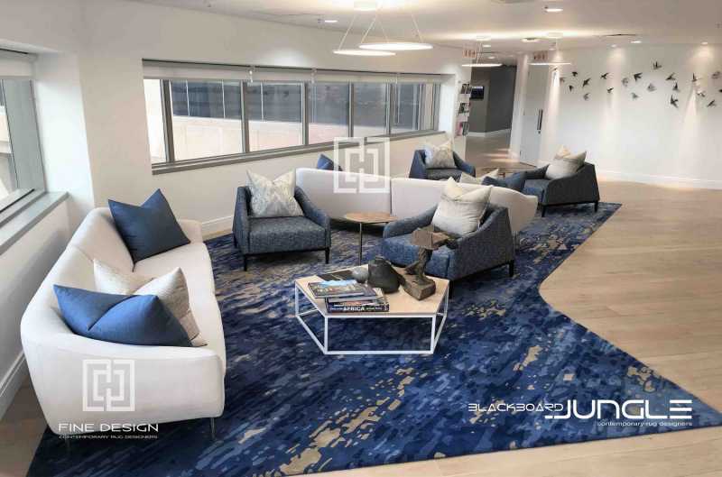 Shaped_corporate_reception_rug_in_Blue